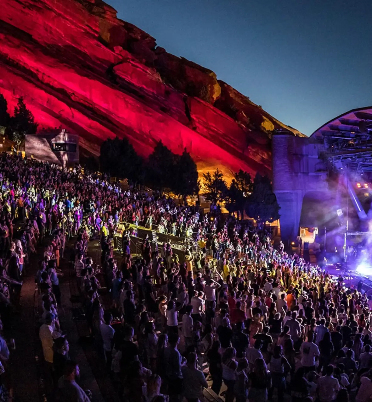 Red Rocks Amphitheatre illuminated for a concert