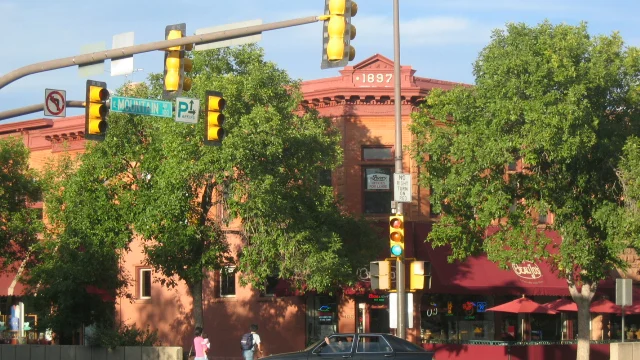 Old Town streetscape in Fort Collins, Colorado