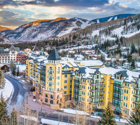 Vail mountain village in winter