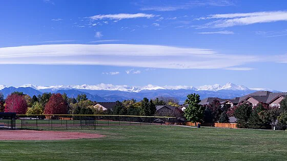 Front Range mountain view from Westminster, Colorado